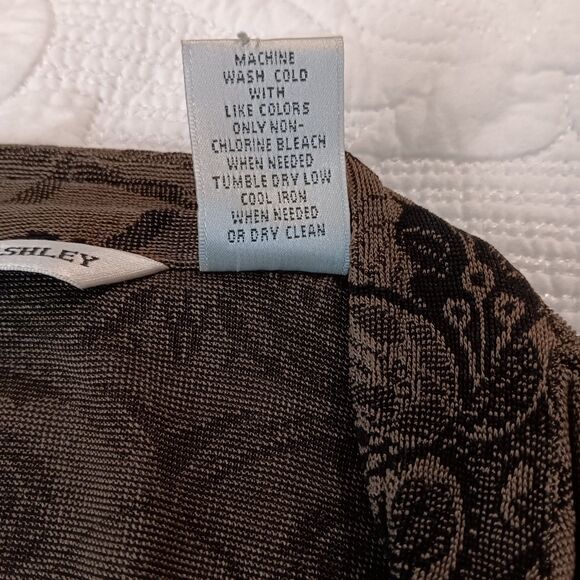 Vtg Laura Ashley Sz L Button-Front Midi Dress Olive Black Mixed Floral... - Picture 13 of 13